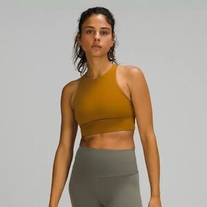 Lululemon Energy Bra High Neck Long Line in Gold Spice Size 4 Gently Used